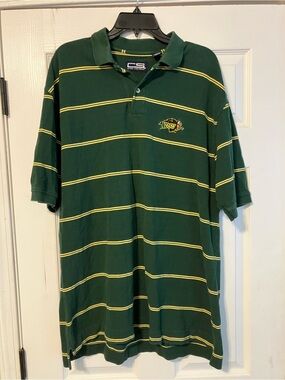 Vtg North Dakota State Bison Crable Sportswear Striped Green Shirt Mens Size XL